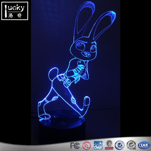 Rabbit shape 3D Led Night Light for Holiday Lamp 3D Bulbing Light